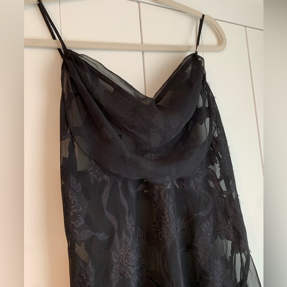 Vintage 90s Victoria's Secret‎ Gold Label Black Floral Slip Dress Size Small - Picture 5 of 9